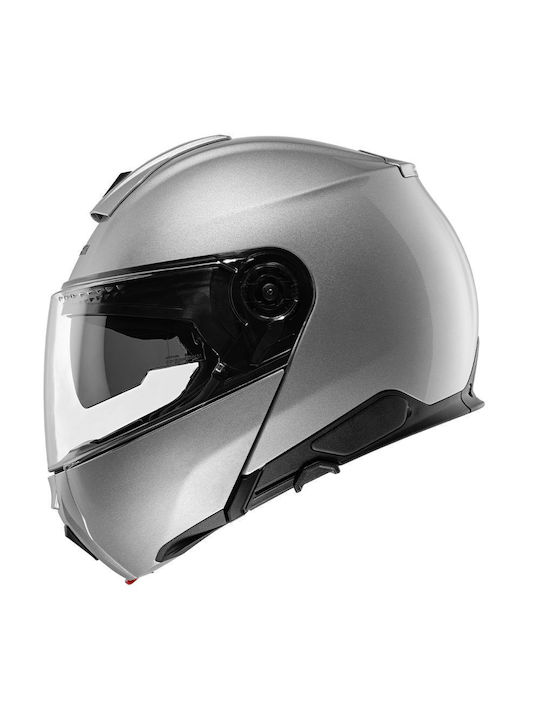 Schuberth C5 Glossy Silver Motorcycle Helmet Flip-Up ECE 22.06 1640gr with Sunvisor