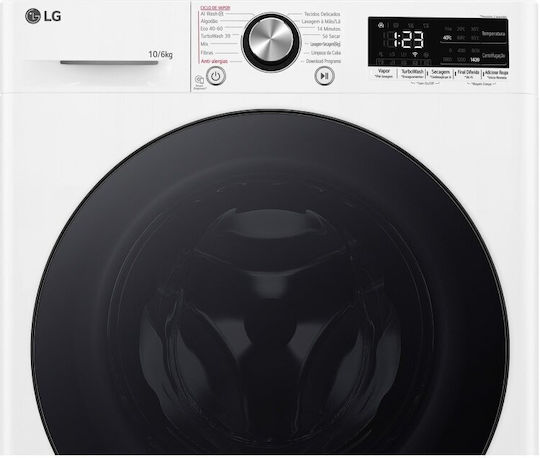 LG Πλυντήριο-Στεγνωτήριο Ρούχων 10kg/6kg Ατμού 1400 Στροφές με Wi-Fi