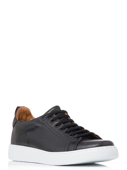 Antonio Shoes Leder Herren Freizeitschuhe Μαύρα - Λευκά