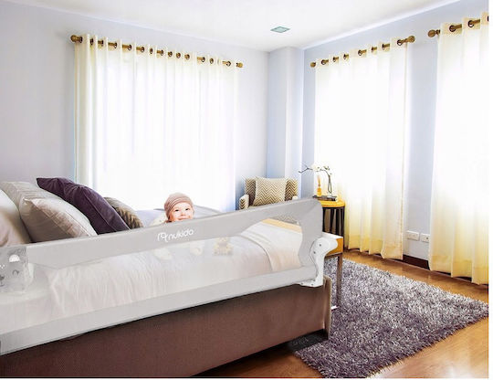 Nukido Bed Rail Guard with Screws, βιδωτό, βιδωτο made of Fabric in Gray Color 180x35x42εκ. 1pcs
