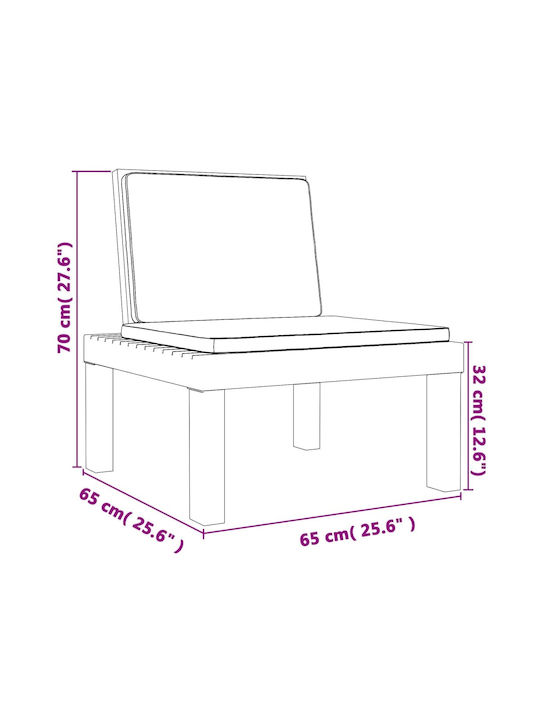 Sunbed Single Plastic with Cushion Gray 65x65x32cm.