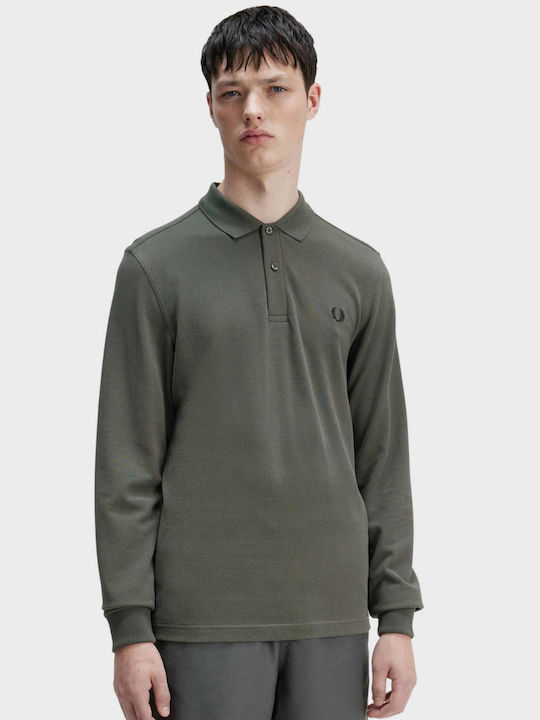 Fred Perry Ανδρική Μπλούζα Μακρυμάνικη με Κουμπιά Χακί