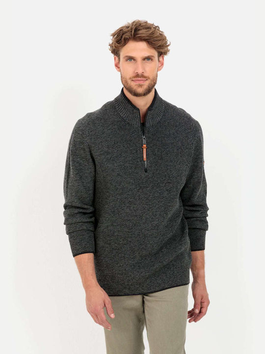 Camel Active Men's Long Sleeve Sweater with Zipper Gray