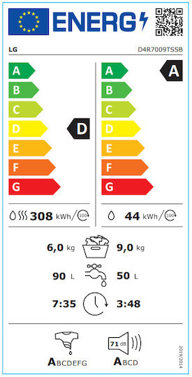 LG Mașină de spălat cu uscător 9kg/6kg Cu aburi 1400 Rotiri cu Wi-Fi