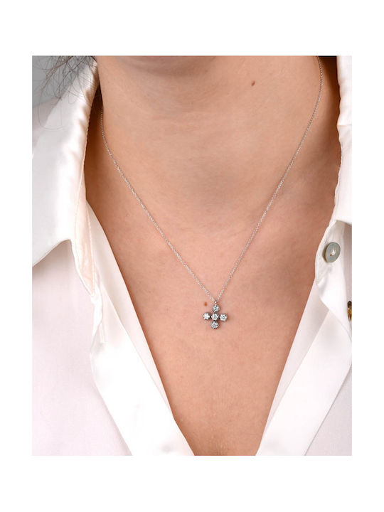 Soledor White Gold Cross 14K