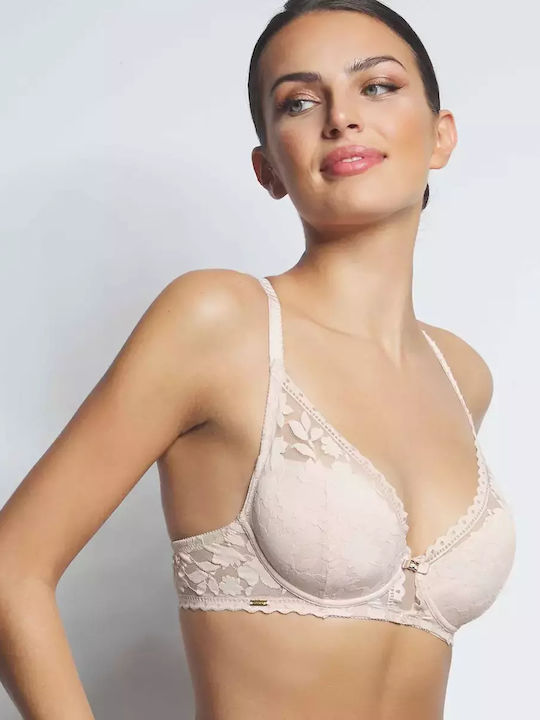 Selmark Plunge Plunge Bra with Light Padding Underwire Beige