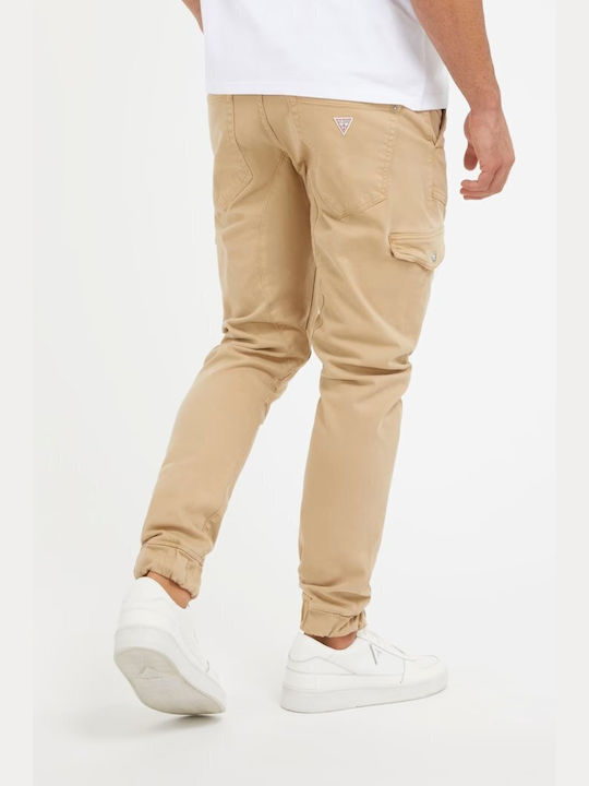 Guess Men's Trousers Cargo in Slim Fit Beige