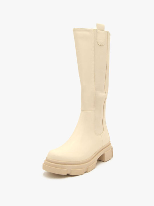 Joya Damenstiefel mit Gummizug Beige