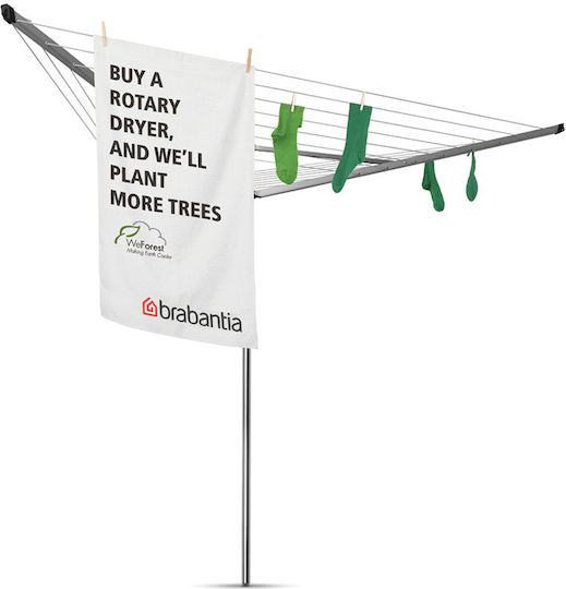 Brabantia Essential Folding Floor Clothes Drying Rack for Garden Made of Aluminum with 30m Hanging Length