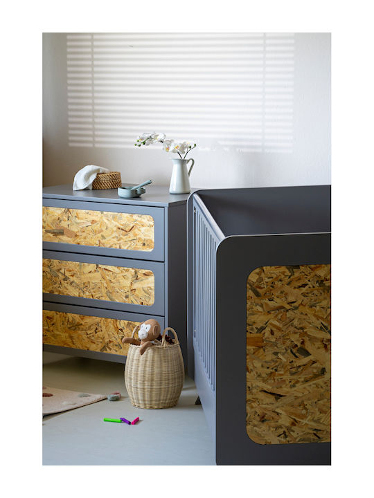 Dulap cu Sertare pentru Bebeluși cu 3 Sertare Maro 100x55x90cm