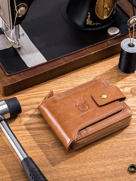 QB-231 Leather Men's Wallet with RFID Coffee Open