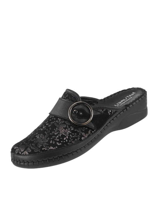 Anatomical Leather Women's Slippers Black