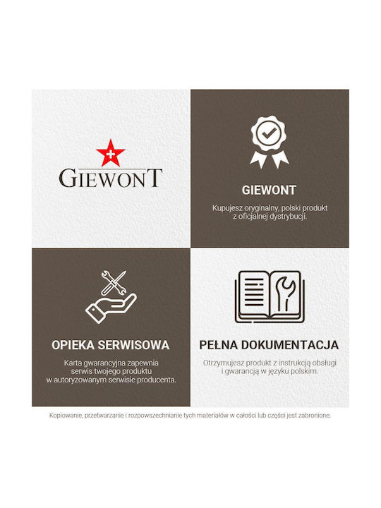 Giewont Herrenuhr Batterie mit Schwarz Metallarmband