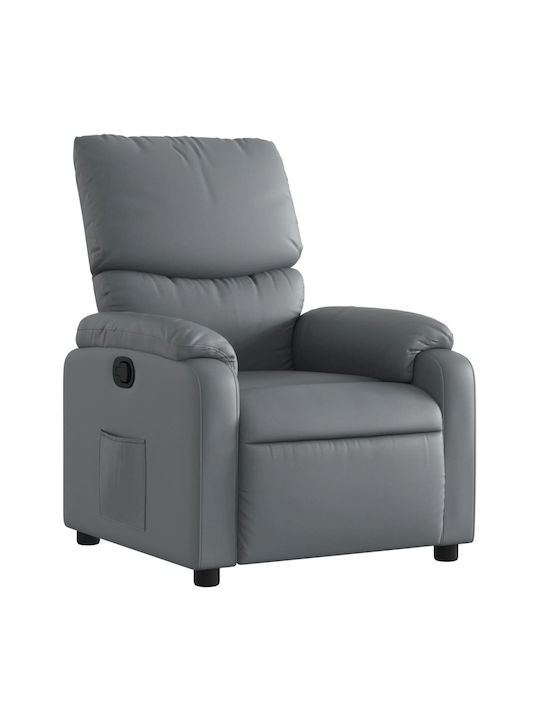 Πολυθρόνα Relax με Υποπόδιο από Δερματίνη Γκρι 75x99x99cm