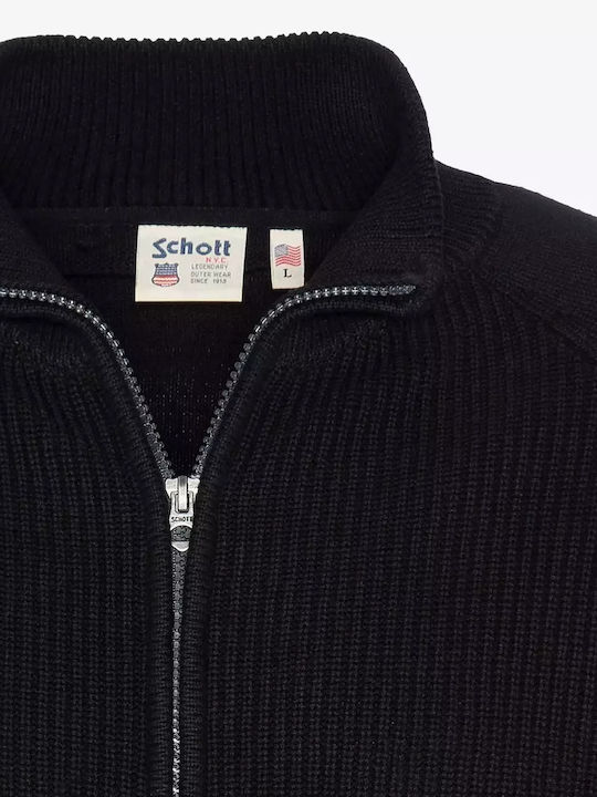 Schott Men's Cardigan with Zipper BLACK