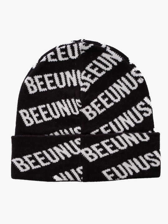 Bee. Unusual. Beanie Unisex Σκούφος Πλεκτός σε Μαύρο χρώμα