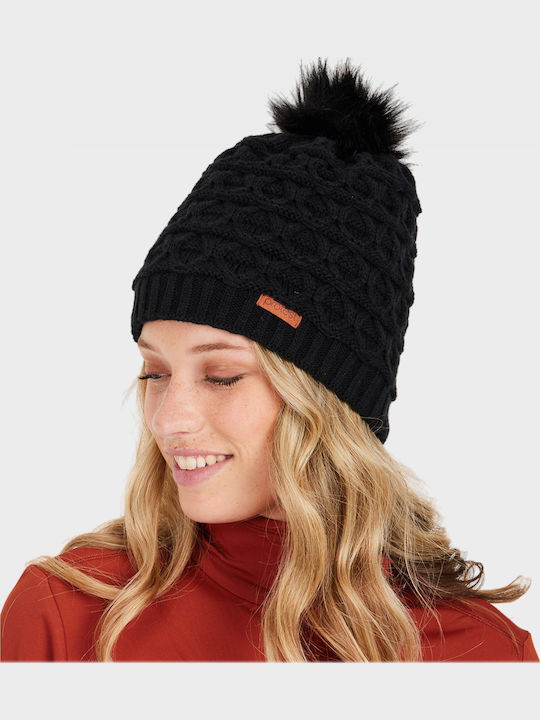 Pom Pom Beanie Fleece Beanie Knitted in Black color