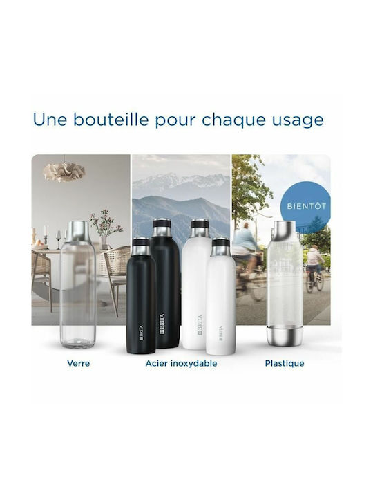 Brita Sodatrio Бутилка За Вода Стъклена С Винтов Капак Черна 1000ml