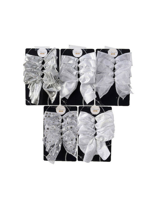 BigBuy Christmas Fabric House Ornament Silver 11.4x8.9cm 4pcs