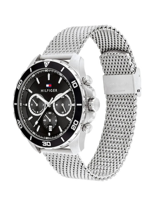 Tommy Hilfiger Jordan Ανδρικό Ρολόι 43mm Χρονογράφος Μπαταρίας με Ασημί Ατσάλινο Μπρασελέ