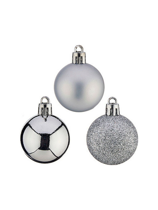 Krist+ Christmas Plastic Ball Ornament Silver 4cm 12pcs