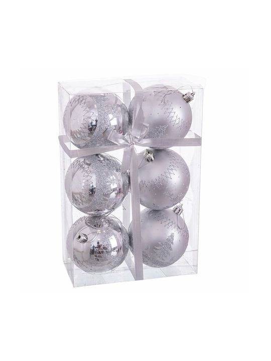 BigBuy Christmas Plastic Ball Ornament Silver 8cm