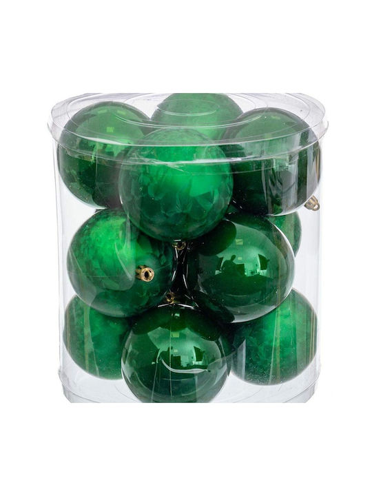 BigBuy Christmas Plastic Ball Ornament Green 8cm 12pcs