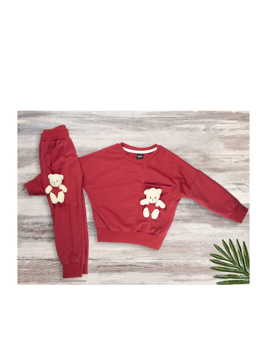 Babydom Kids Sweatpants Set Red 2pcs