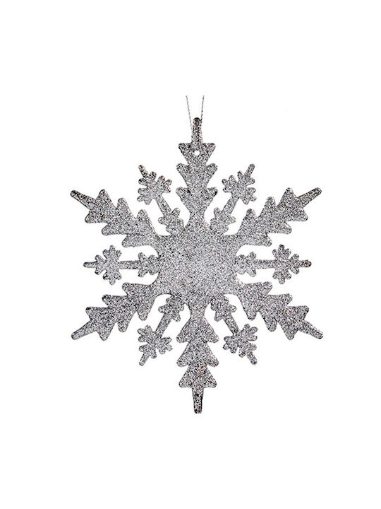 Krist+ Christmas Plastic Snowflake Ornament Silver 15x15cm 24pcs