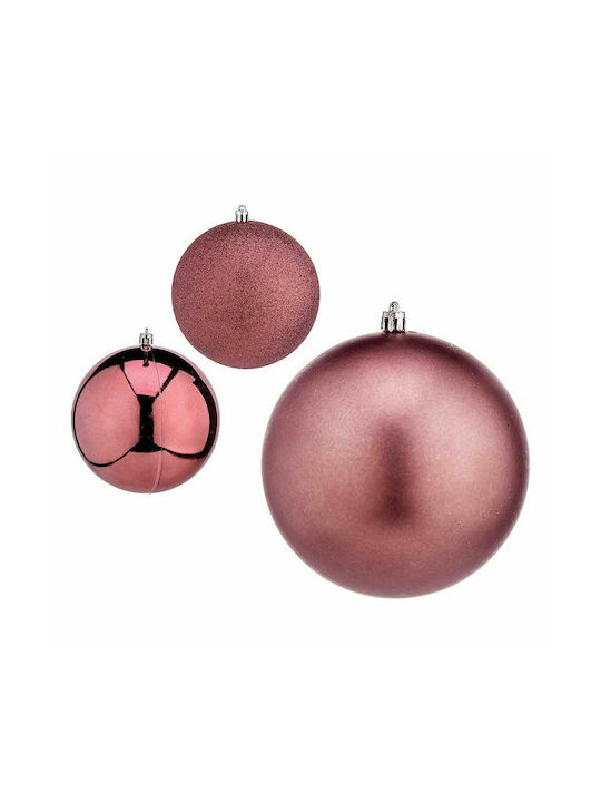 Krist+ Christmas Plastic Set Ornaments Pink 6cm 6pcs