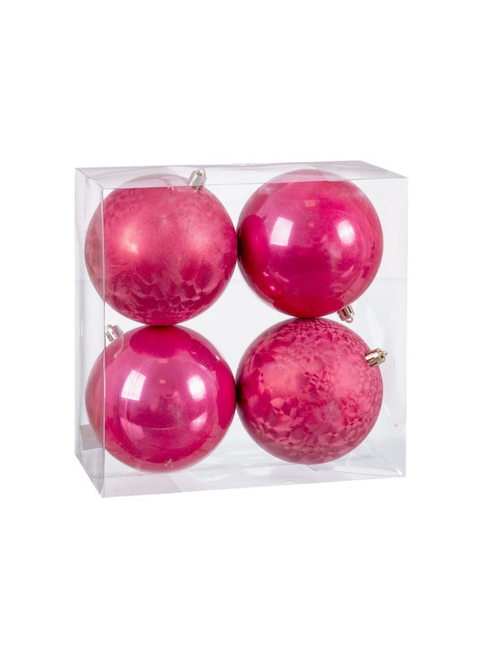 BigBuy Christmas Plastic Ball Ornament 10cm 4pcs