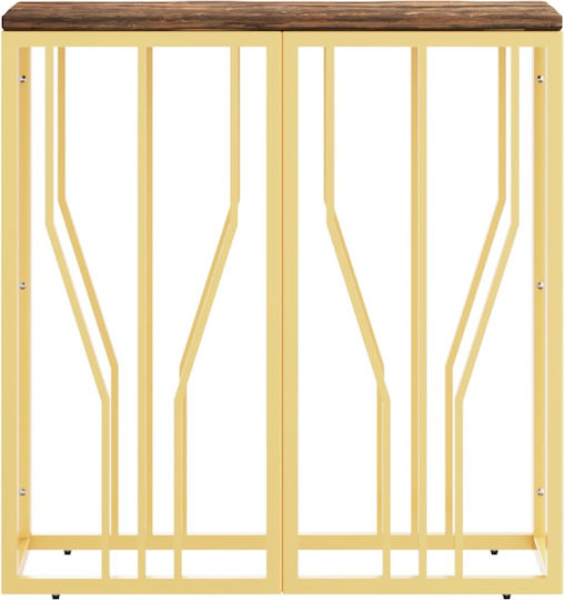 Solid Wood Console Table Gold L70xW30xH70cm