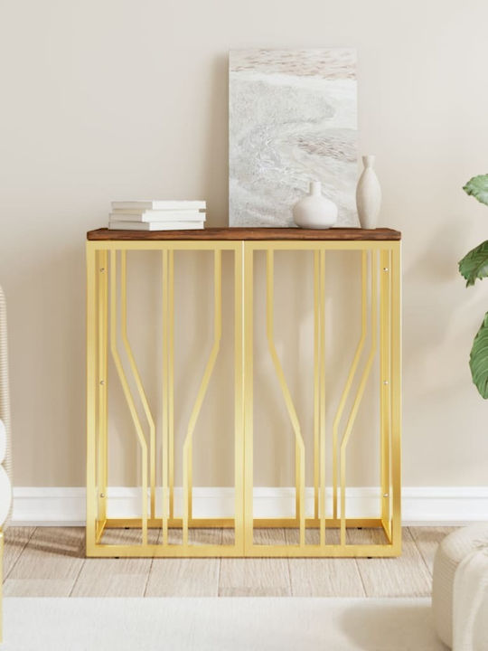 Solid Wood Console Table Gold L70xW30xH70cm