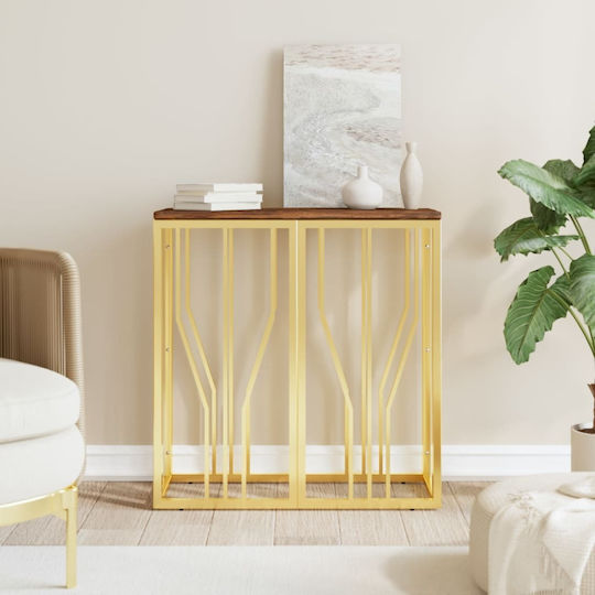 Solid Wood Console Table Gold L70xW30xH70cm