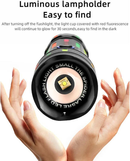 Rechargeable Flashlight LED with Maximum Brightness 4000lm Black