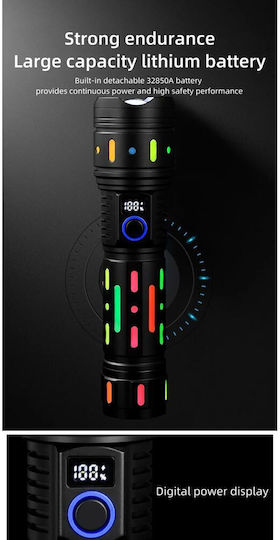 Rechargeable Flashlight LED with Maximum Brightness 4000lm Black