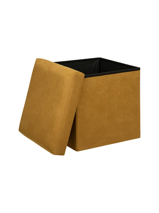 Stool For Living Room With Storage Space Upholstered with Velvet A-s Liloy Ochre 38x38x38cm