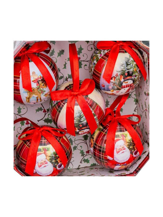 BigBuy Weihnachtshänger Kugel Ornament Papier Rot 7.5cm Set 5Stück S8803715