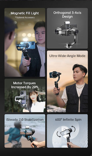 Hohem iSteady Mobile+ Kit Phone Gimbal with 3 Axis Stabilization and 13 Operating Hours Black