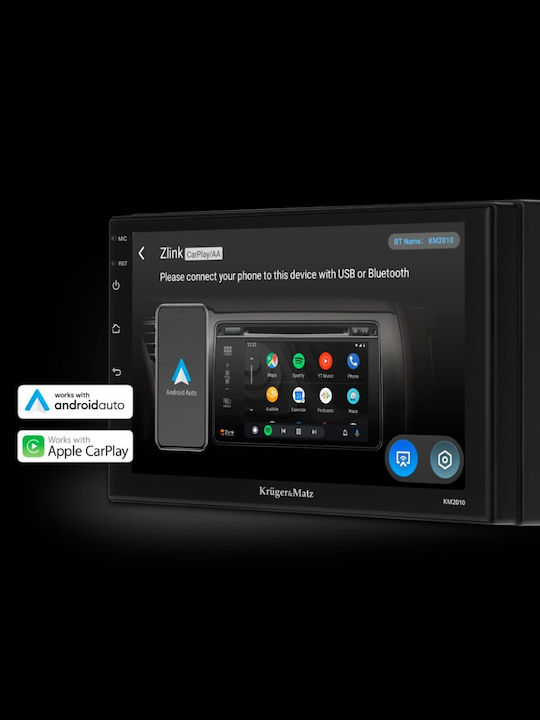Kruger & Matz Автомобилна Аудио Система 2DIN (Блутут/USB/WiFi/GPS/Apple-Carplay/Android-Auto) с Тъчскрийн 7"