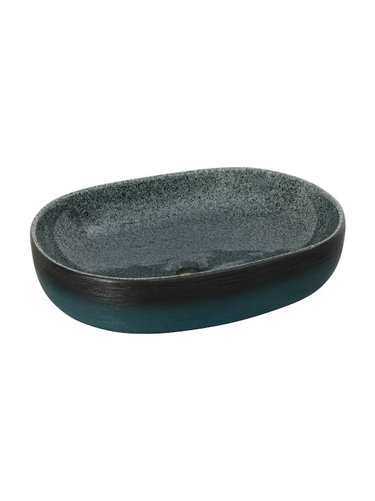 vidaXL Vessel Sink Ceramic 59x40x14cm Turquoise