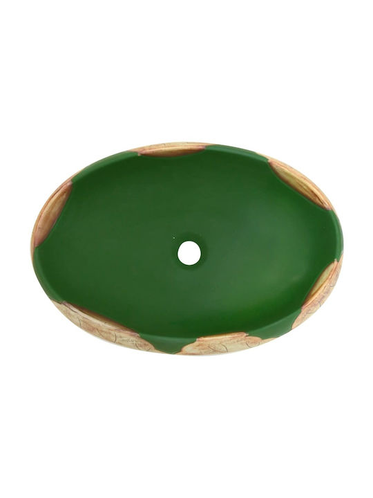 vidaXL Deasupra Blatului Chiuvetă Ceramică 59x40x15cm Green and Brown
