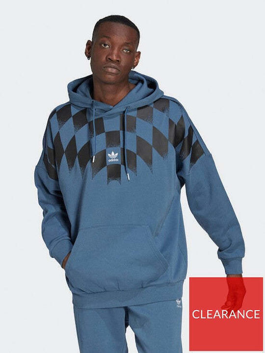 Adidas Men's Sweatshirt with Hood and Pockets Blue