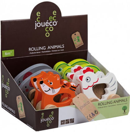 Joueco Push Along Animal made of Wood (Various Designs/Assortments of Designs) 1pc