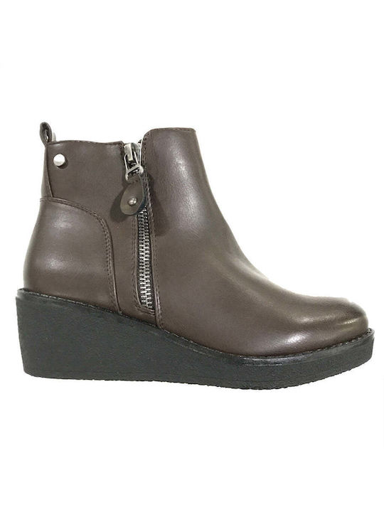 Ustyle Women's Ankle Boots Platform Brown