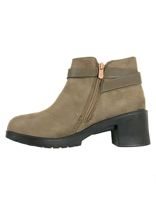 Women's Ankle Boots with Medium Heel Brown