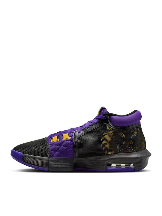 LeBron Witness 8 Ψηλά Μπασκετικά Παπούτσια Μαύρο / Field Purple / University Gold
