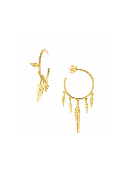 Salvatore Plata Earrings Hoops made of Silver Gold Plated with Stones