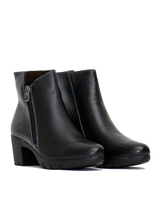 Treintas Shoes Leather Women's Ankle Boots with Medium Heel Black