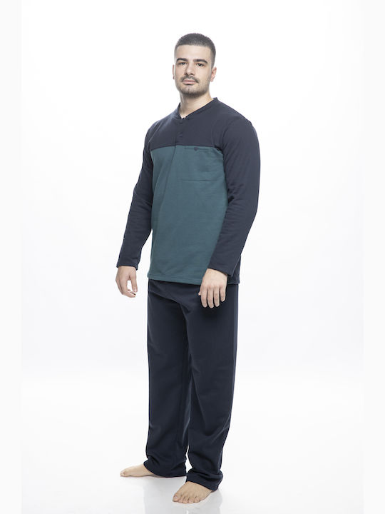 Koyote Men's Winter Cotton Pajama Blouse blue-green